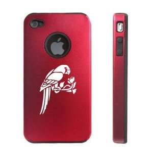 Apple iPhone 4 4S 4G Red D1506 Aluminum & Silicone Case Cover Parrot 
