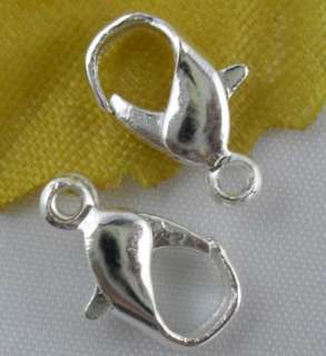 Free Ship 100pcs Silver Plated lobster claw clasps 12mm  