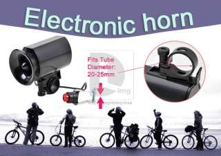   Black Electronic Bicycle Bike Bell 6 Sounds Siren Horn 20~25mm  