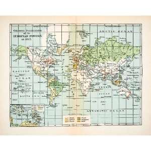  1923 Print Map Colonial Possession European Power Countries 