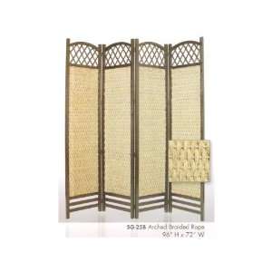 All new item 4 panel braided rope room divider screen with arched top 