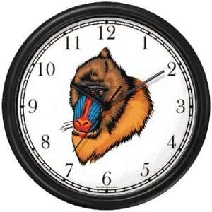 Mandrill Monkey Animal Wall Clock by WatchBuddy Timepieces (White 