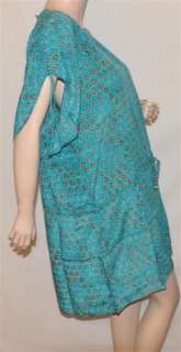 Tolani Anna Turq/Blue Floral silk tunic blouse top  
