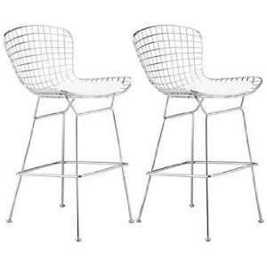  Set of 2 Zuo Wire Chrome Finish Bar Chairs  Frame only 