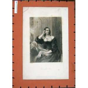   1848 Antique Portrait Flora Macivor Lady Woman Print