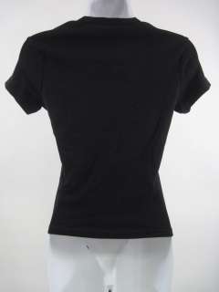 LILLA P Black Scoop Neck Short Sleeve Shirt Top Sz S  