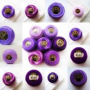 Purple, Lilacs   DMC Perle/Pearl Embroidery Thread Balls Size 8 