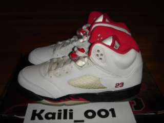 Nike Air Jordan 5 Retro GS Size 6Y White Red OG CDP V  