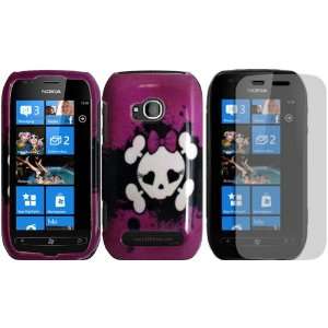  Skull Design Hard Case Cover+LCD Screen Protector for Nokia Lumia 710