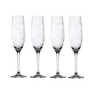  Mikasa Love Story Crystal Champagne Flutes, Set of 4 
