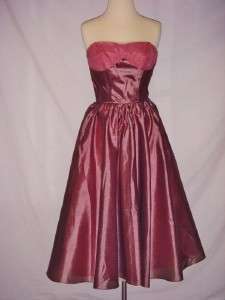 Vintage 1950s Strapless Mauve, Below the Knee, Party Dress, Size XS 