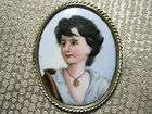 Small Portrait Painting on Porcelain Pin Brooch Portrait of 