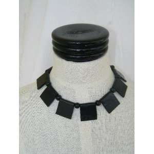  Black Faux Stone Fimo Clay Polymer Necklace 1500 
