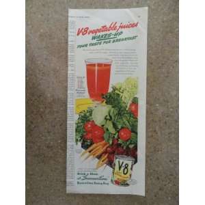 Juices,Vintage 40s print ad (vegetables)Original vintage 1946 The 
