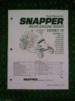SNAPPER REAR ENGINE RIDER SERIES 16 MOWER PARTS MANUAL  