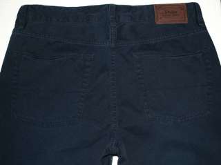 Polo Ralph Lauren 40/30 40/32 42/32 NAVY 5 Pocket Jean Style Chino 