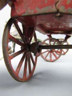 Antique Kenton Toys Cast Iron Single Horse Stake Wagon  
