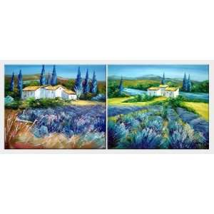  Rural Life   2 Canvas Set Oil Painting 20 x 48 inches 
