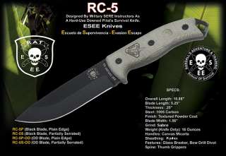 RAT/ESEE RC 5P Black w/Black Kydex Sheath knife/knives  
