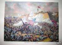 CAPTURE OF FORT FISHER Kurz & Allison Lithograph  