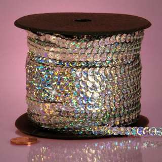 Holographic Faceted Sequin Trim Pick Your Color 3 Yards  