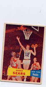 Kenny , 1957 Topps Basketball RC card # 7, Knicks  