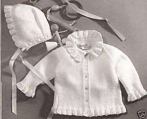 Vintage Baby Knit Ruffle Sweater Hat Pattern Sz 1 2 3  