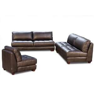  Zen Collection Armless All Leather Tufted Seat Sofa Loveseat 