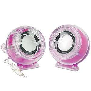  2 Piece LCT Crystal PT808 Multimedia Speakers (Clear/Pink 