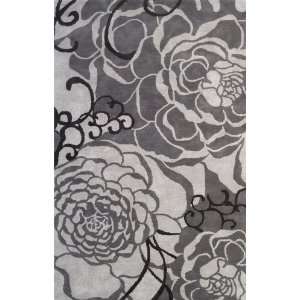  Large Area Rugs Carpet Floral Stencil Grey Wool 8x10 
