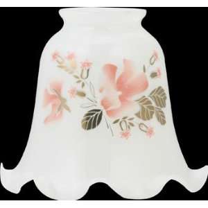  Lamp Shades White Glass, Pink Floral Shade, 2.25