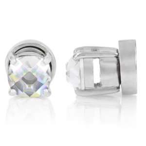 Kindles Clear CZ Magnetic Earrings   Silver Tone Jewelry