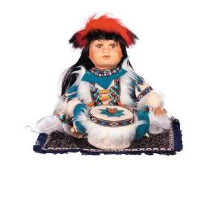  KITCHI 12 Porcelain Indian w/Drum Doll By Golden 