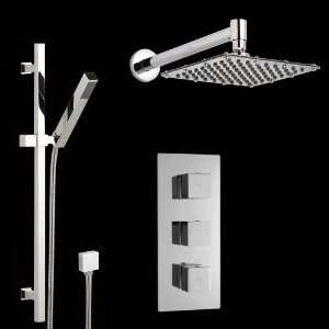 Kubix Triple Concealed Thermostatic Shower Valve with Square Fixed 