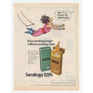  1976 Saratoga Cigarette Trapeze Acrobat Print Ad (19646 
