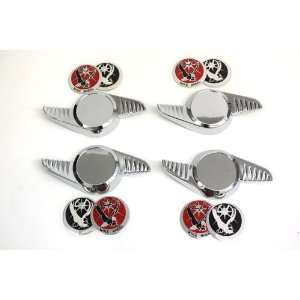  2 Bar Fluted Chrome Spinners La Wire Wheel Center Caps 