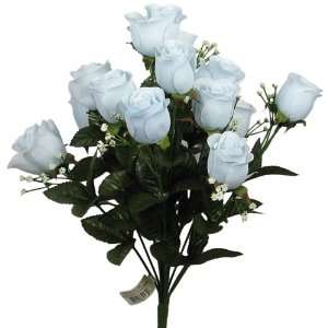  17 Elegant Silk Roses Wedding Bouquet Baby Blue #23
