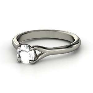  Cynthia Ring, Round Rock Crystal Palladium Ring Jewelry