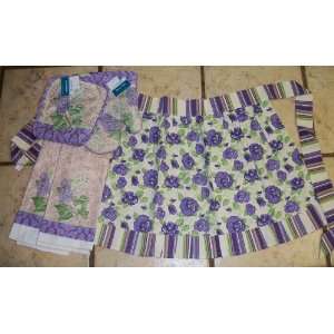 Cute Purple Skirt Apron with matching Dish Towels /Pot Holder/ and 