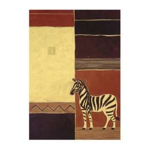  Zebra on African Motif by Dominique Gaudin 24x32