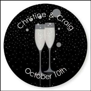  Champagne Glasses   24 Round Personalized Bridal Shower 
