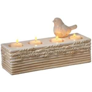  Ivory Perched Bird Tealight Holder Case Pack 2