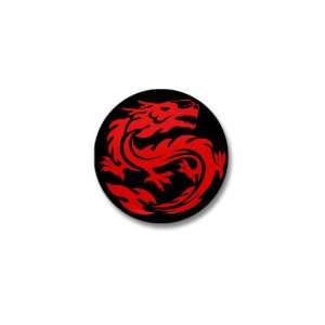  Mini Button Tribal Red Dragon 