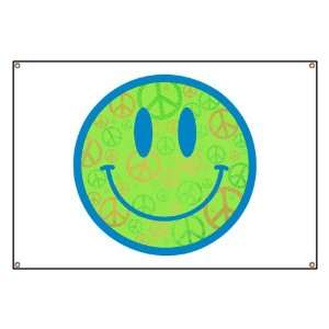  Banner Smiley Face With Peace Symbols 