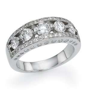  18k White Gold 5 Stone Ring with Channel Jewelry