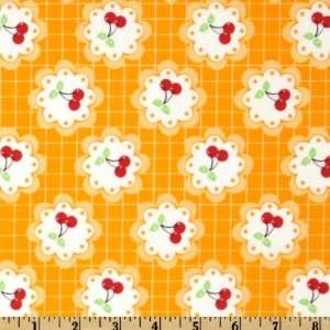  44 Wide Cherry Fizz Cherry Flowers Yellow Fabric By The 