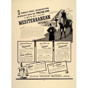 1937 Ad Mediterranean Cruises Travel Pyramids Camel   Original Print 