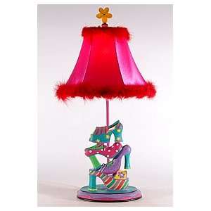  Stacked Pink & Turquoise High Heel Shoes Table Lamp
