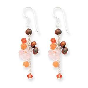   . Pearl Pink Agate Paparadcha Crystal Earrings   JewelryWeb Jewelry