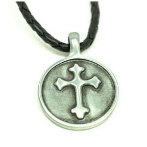    inch Mens Black Leather Necklace with Celtic Cross Pendant Jewelry